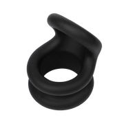 Rimba Bondage Play - Anillo para el pene y extensor de testículos de silicona 2 en 1 - Negro-Erotiekvoordeel.nl