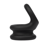 Rimba Bondage Play - Anillo para el pene y extensor de testículos de silicona 2 en 1 - Negro-Erotiekvoordeel. nl