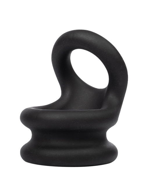 Rimba - Siliconen Cockring & Ballstretcher 2 in 1 - Zwart-Erotiekvoordeel.nl