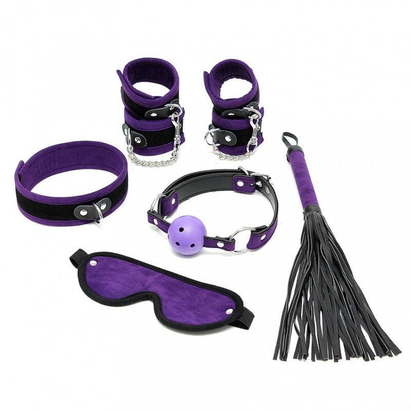 Rimba - Soft Bondage - Beginners Set - 6-delig - Zwart/Paars-Erotiekvoordeel.nl