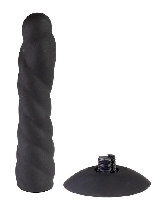 Rimba - Strap On Dildo - Verwisselbare Siliconen Dildo voor Strap-on met Zuignap - Zwart-Erotiekvoordeel.nl