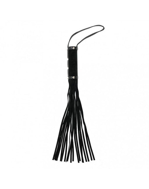Rimba Bondage Play - Suede Caress Whip with Short Handle - Black - Erotiekvoordeel.nl