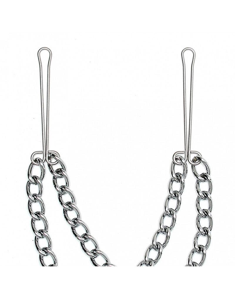 Rimba Bondage Play - Pinze per capezzoli con doppia catena - Erotiekvoordeel.nl