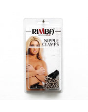 Rimba Bondage Play - Pinzas para pezones con dentitos y cadena - Plástico negro-Erotiekvoordeel.nl