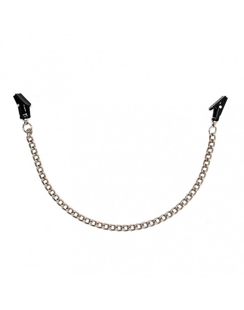 Rimba Bondage Play - Pinzas para pezones con dentitos y cadena - Plástico negro-Erotiekvoordeel.nl