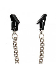 Rimba Bondage Play - Pinzas para pezones con dentitos y cadena - Plástico negro-Erotiekvoordeel.nl
