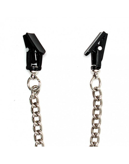 Rimba Bondage Play - Pinze per capezzoli con dentini e catena - Plastica nera - Erotiekvoordeel.nl