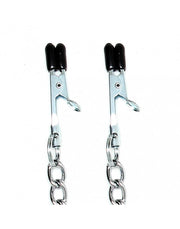 Rimba Bondage Play - Nippelklemmen mit schwarzen Silikonhüllen und Kette - Erotiekvoordeel.nl
