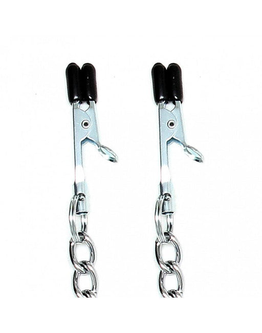 Rimba Bondage Play - Nippelklemmen mit schwarzen Silikonhüllen und Kette - Erotiekvoordeel.nl