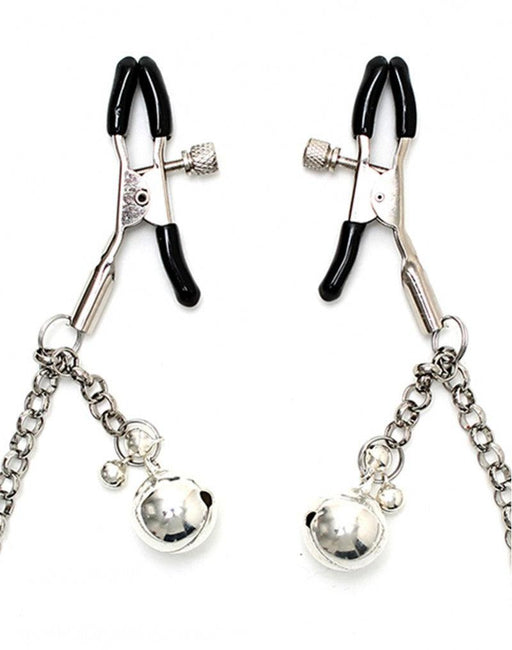 Rimba Bondage Play - Pinze per capezzoli con campanellini e catena - Argento - Erotiekvoordeel.nl