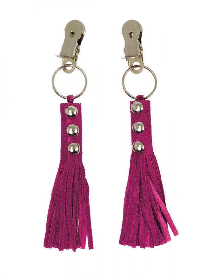 Rimba Bondage Play - Nippelklemmen mit Lederpeitsche - Rosa - Erotiekvoordeel.nl