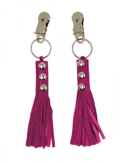 Rimba Bondage Play - Nippelklemmen mit Lederpeitsche - Rosa - Erotiekvoordeel.nl