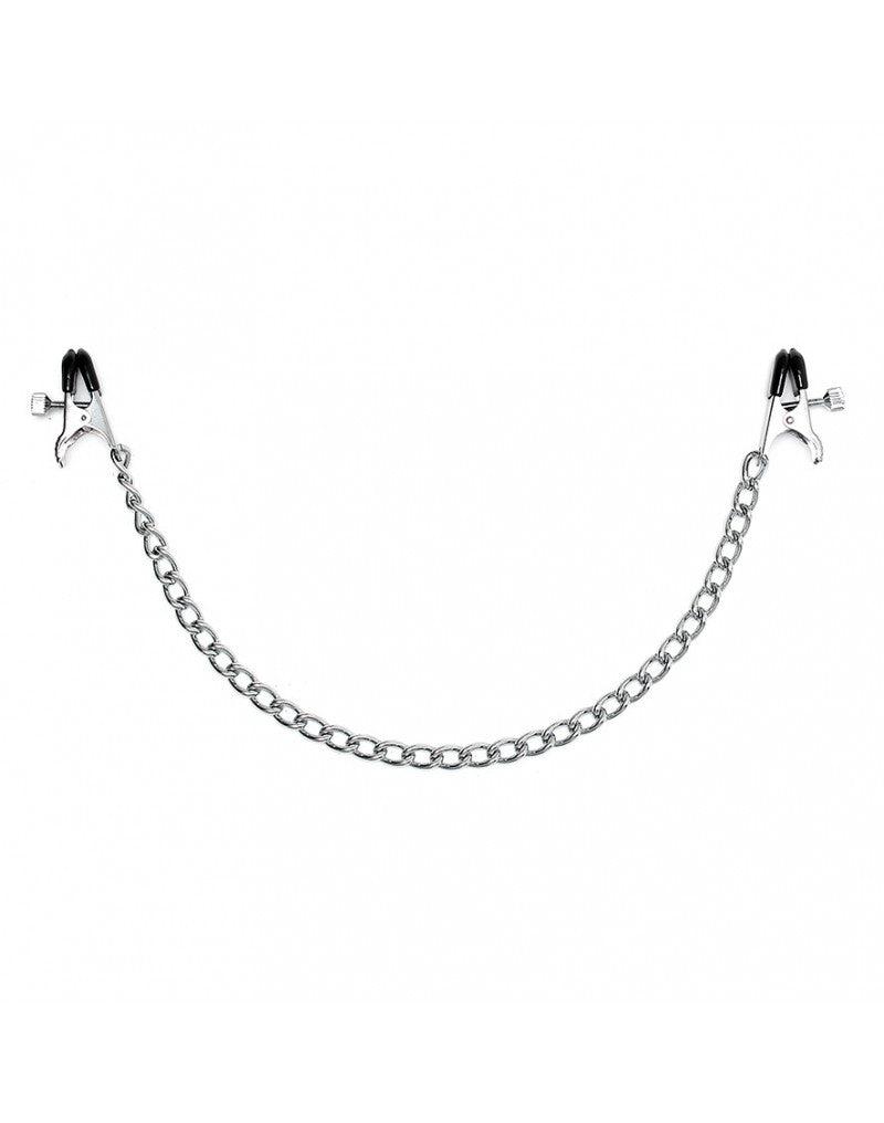 Rimba Bondage Play - Pinze per capezzoli con vite regolabile e catena - Medium - Erotiekvoordeel.nl