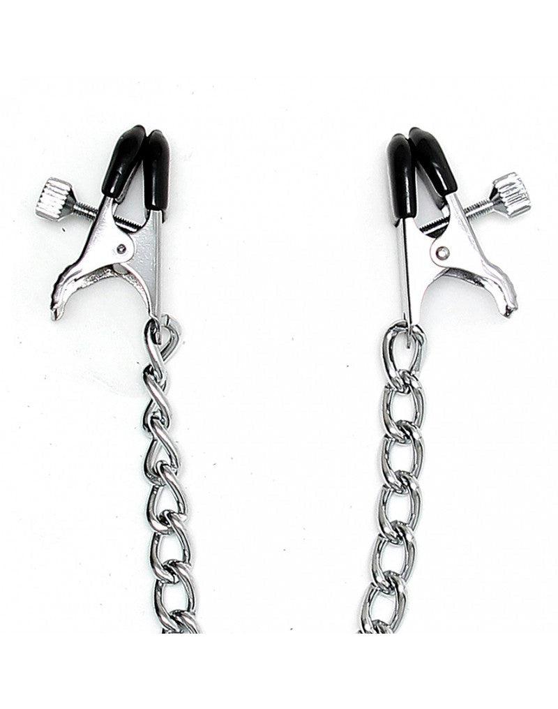 Rimba Bondage Play - Pinze per capezzoli con vite regolabile e catena - Medium - Erotiekvoordeel.nl