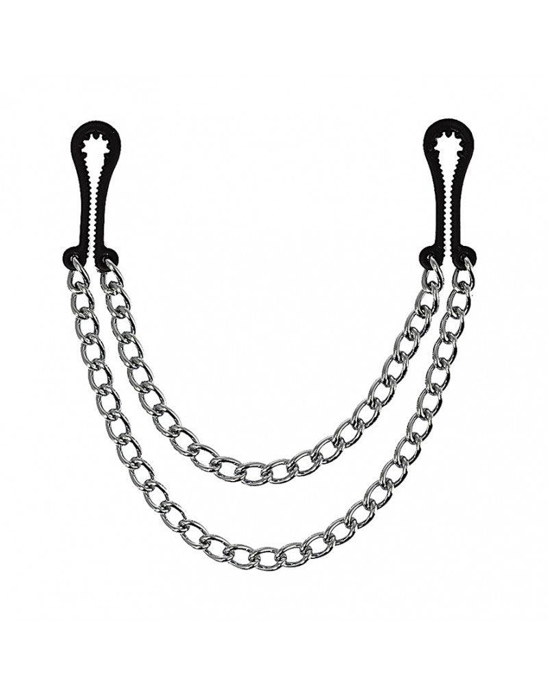 Rimba Bondage Play - Pinze per capezzoli - Plastica dentellata - Con doppia catena - Erotiekvoordeel.nl