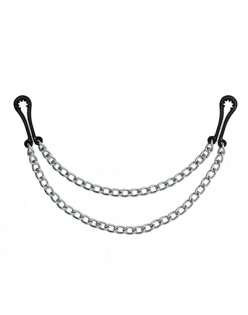 Rimba Bondage Play - Pinze per capezzoli - Plastica dentellata - Con doppia catena - Erotiekvoordeel.nl
