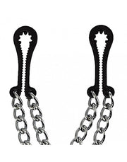 Rimba Bondage Play - Pinze per capezzoli - in plastica dentellata - con doppia catena - Erotiekvoordeel.nl