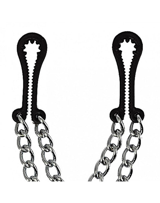 Rimba Bondage Play - Pinze per capezzoli - in plastica dentellata - con doppia catena - Erotiekvoordeel.nl