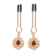 Rimba - Nippelklemmen mit Strass-Anhänger - Gold - Erotiekvoordeel.nl
