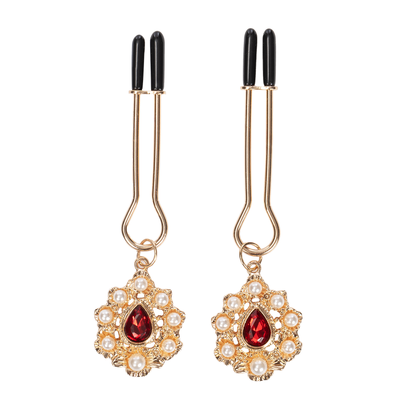 Rimba - Nippelklemmen mit Strass-Anhänger - Gold - Erotiekvoordeel.nl