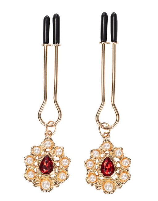 Rimba - Nippelklemmen mit Strass-Anhänger - Gold - Erotiekvoordeel.nl
