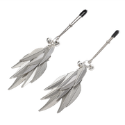 Rimba - Pinces à tétons avec plumes - Argent-Erotiekvoordeel.nl