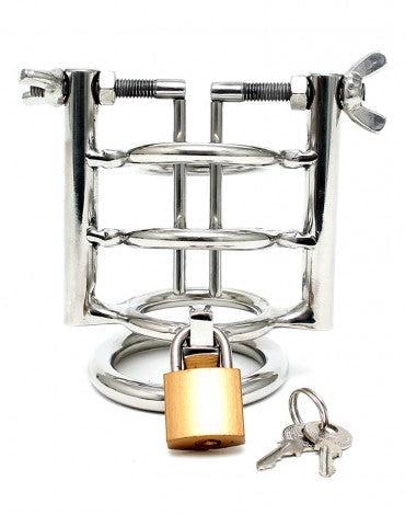 Rimba Bondage Play - Stretcher per uretra con anello fallico e lucchetto - Acciaio inossidabile - Erotiekvoordeel.nl