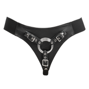 Rimba - Arnés ajustable de cuero con strap-on - Negro - Erotiekvoordeel.nl