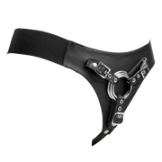 Rimba - Arnés ajustable de cuero con strap-on - Negro - Erotiekvoordeel.nl