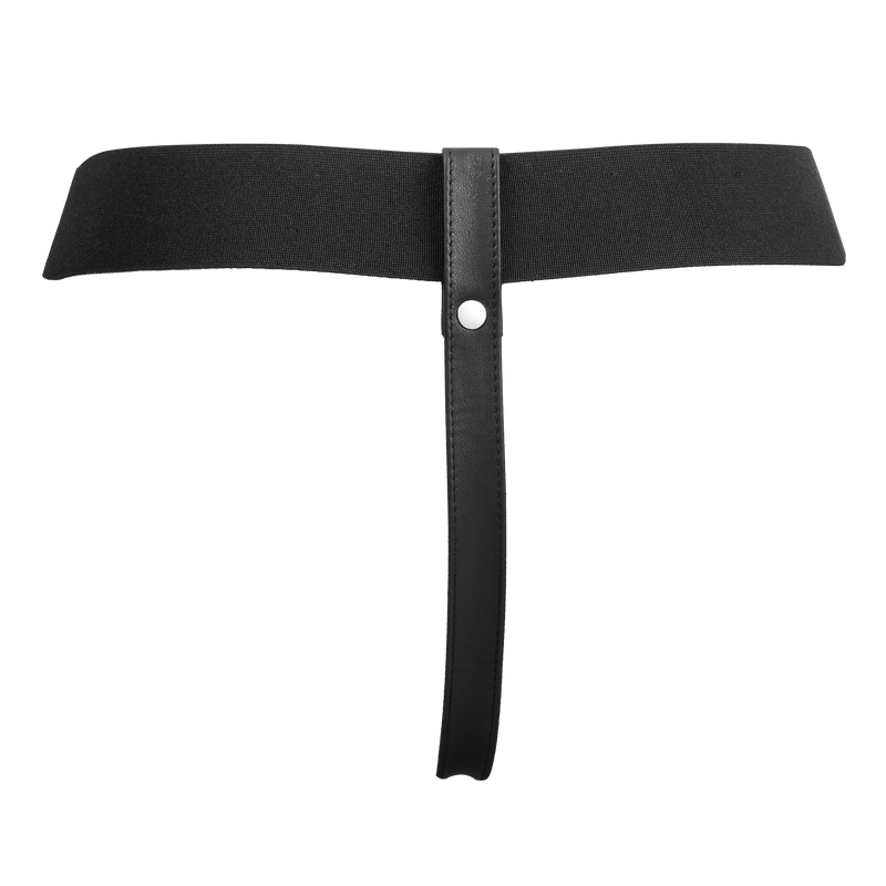 Rimba - Arnés ajustable de cuero con strap-on - Negro - Erotiekvoordeel.nl