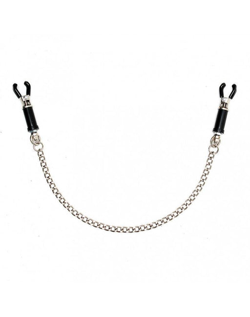 Rimba Bondage Play - Pinzas para pezones ajustables con casquillo roscado y cadena - Erotiekvoordeel.nl