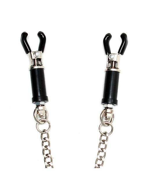 Rimba Bondage Play - Pinzas para pezones ajustables con casquillo roscado y cadena - Erotiekvoordeel.nl