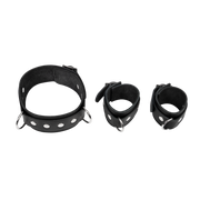 Rimba - Verstelbare Spreidstang met Halsband en Handboeien - Zwart/Zilver-Erotiekvoordeel.nl