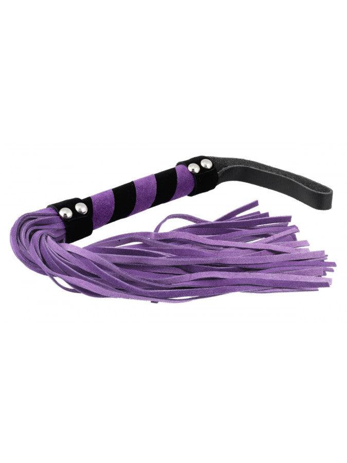 Rimba - Whip - Flogger - Suede - 36 Strings - Purple/Black-Erotiekvoordeel.nl