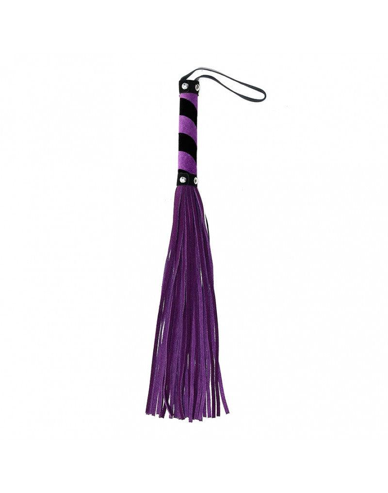 Rimba - Whip - Flogger - Suede - 36 Strings - Purple/Black-Erotiekvoordeel.nl