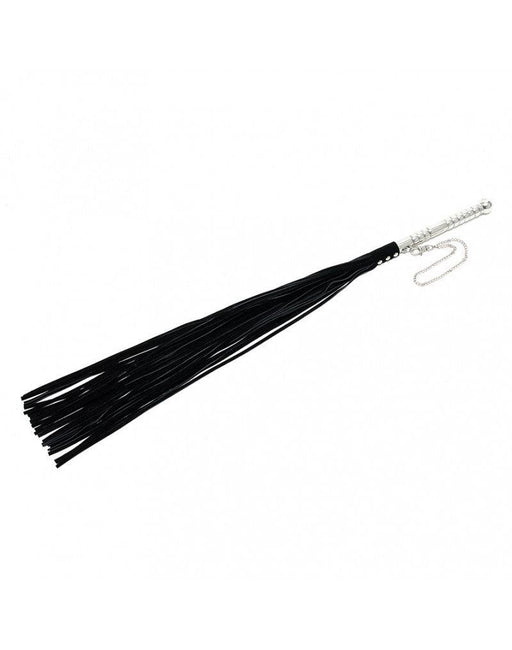 Rimba - Whip with Aluminum Handle and Suede Strands - Black-Erotiekvoordeel.nl