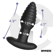 Rimmers - Modell E - Vibrierender und rotierender gerippter Buttplug mit Fernbedienung - Schwarz - Erotiekvoordeel.nl