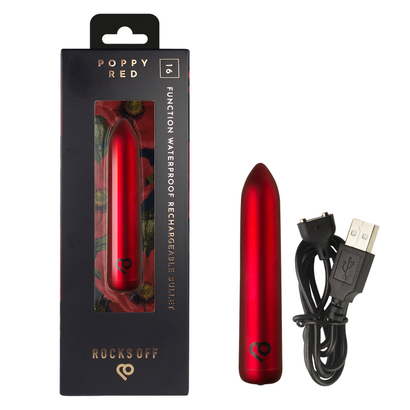 Rocks-off - Wiederaufladbarer Bullet-Vibrator - Poppy Red - Erotiekvoordeel.nl