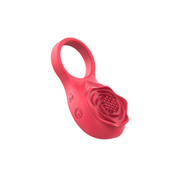 Rogue - Anillo vibrador para el pene con estimulador de clítoris en forma de rosa - Rojo - Erotiekvoordeel.nl
