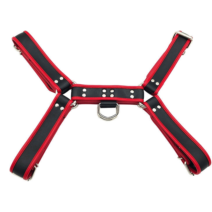 Rouge - Leather Chest Harness for Men - Size L/XL - Black/Red-Erotiekvoordeel.nl