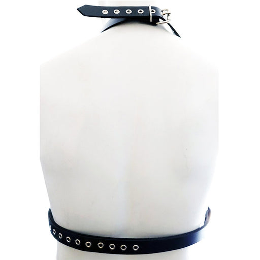 Rouge - Leather Open Bra with Studs - One Size - Black-Erotiekvoordeel.nl