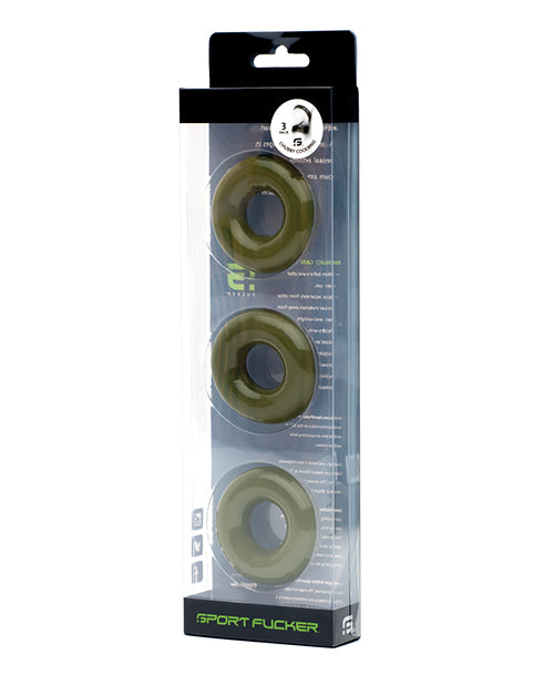 Sport Fucker - Chubby Rubber - Cockringen - 3 stuks - Legergroen-Erotiekvoordeel.nl