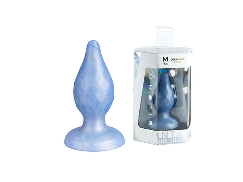 SILEXD - Diamond - Thermoreactive Silicone Butt Plug - 9.2 cm x 3.6 cm - Light Blue-Erotiekvoordeel.nl