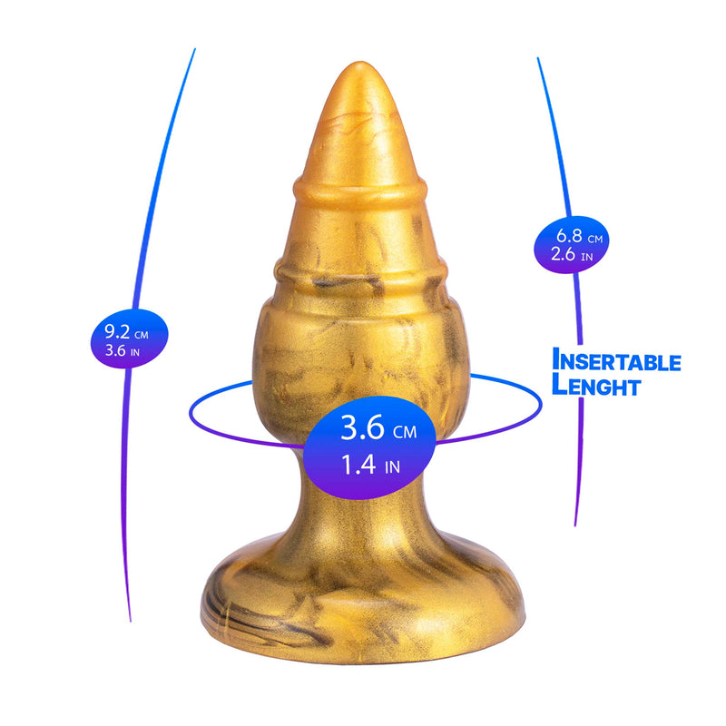 SILEXD - Goldy - Plug anal de silicona termorreactiva - 9,2 cm x 3,6 cm - Dorado-Erotiekvoordeel.nl