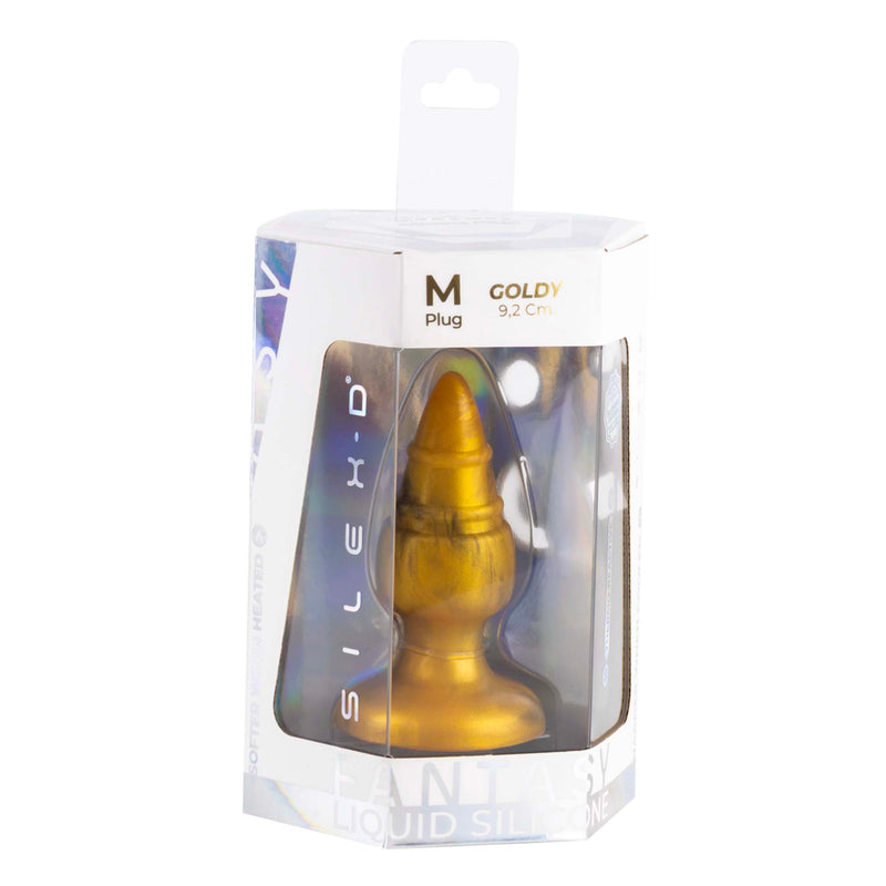 SILEXD - Goldy - Plug anal de silicona termorreactiva - 9,2 cm x 3,6 cm - Dorado-Erotiekvoordeel.nl