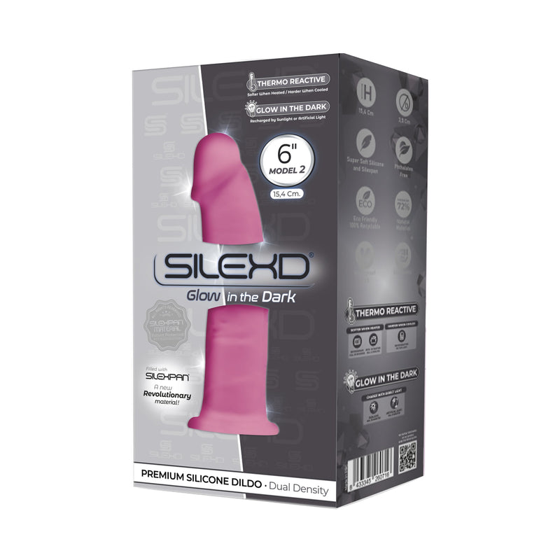 SILEXD - Thermoreactieve Realistische Dildo - Model 2 - 15 cm - Glow-in-the Dark Pink-Erotiekvoordeel.nl