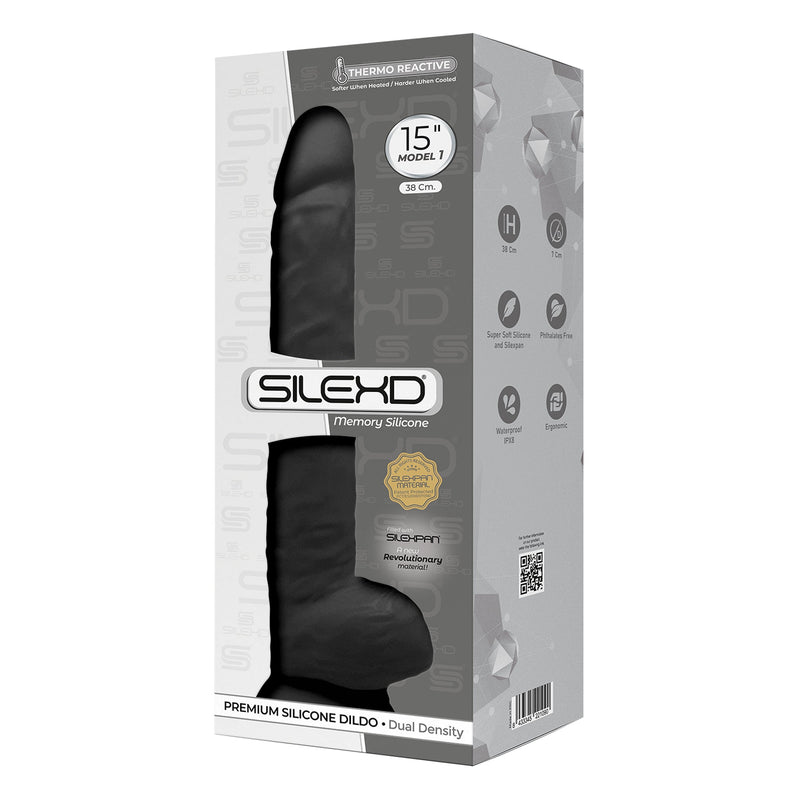 SILEXD - Realistische XXL Dildo - Model 1 - 38 cm - Zwart-Erotiekvoordeel.nl