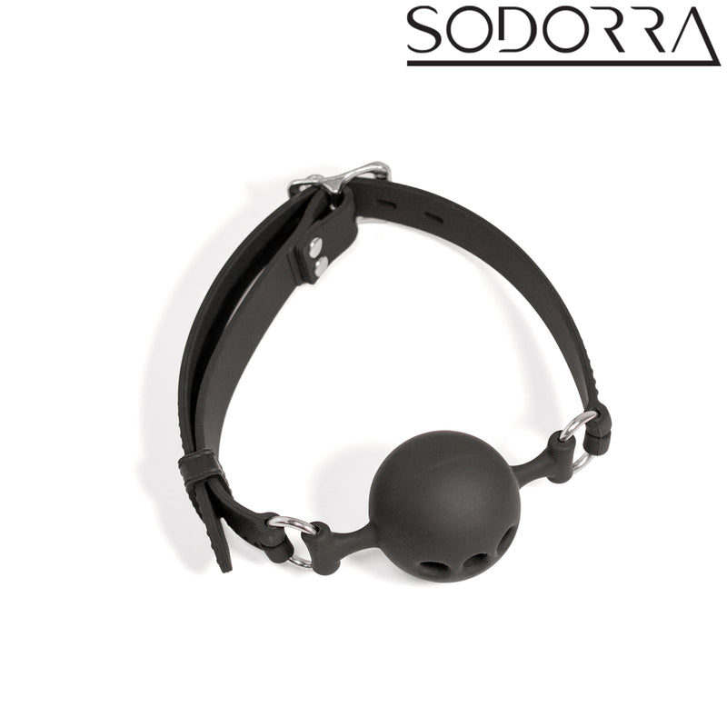 SODORRA - Siliconen Gag con orificios de ventilación - Negro - Erotiekvoordeel.nl