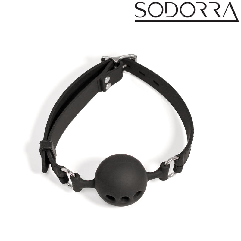 SODORRA - Gag de silicona con orificios de ventilación - Negro - Erotiekvoordeel.nl
