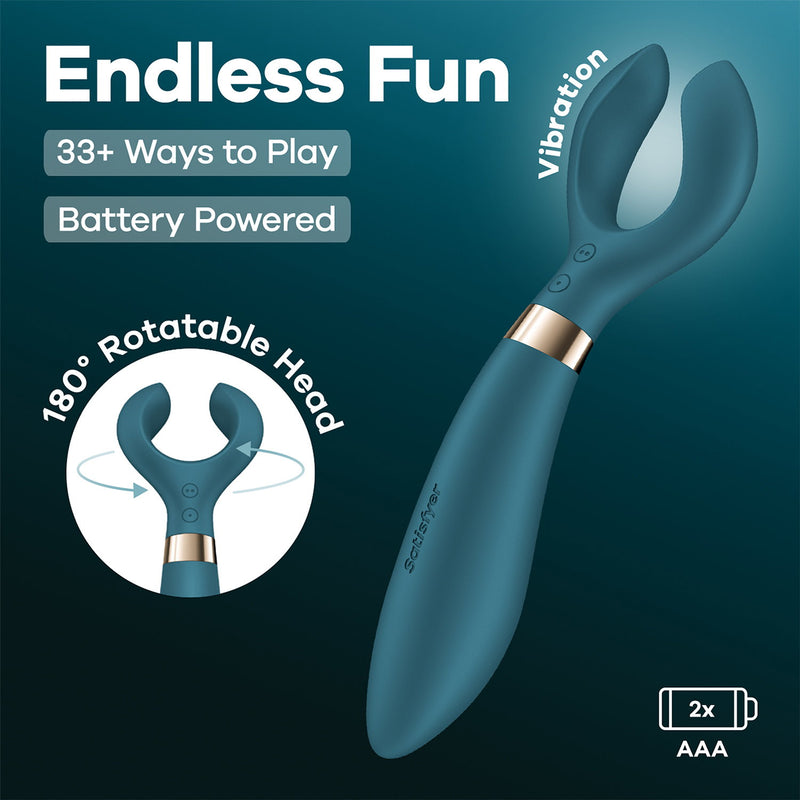 Satisfyer - Battery Series - Endless Fun - Vibromasseur pour couples - Vert bouteille - Erotiekvoordeel.nl